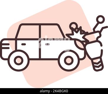 Car accident with motorbike , illustration, vector on white background. Stock Vector