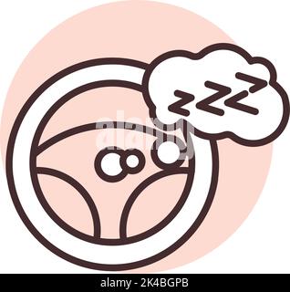 Car accident asleep, illustration, vector on white background. Stock Vector