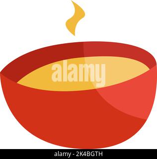 Camping bowl of soup, illustration, vector on white background. Stock Vector