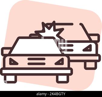 Car crash, illustration, vector on white background. Stock Vector