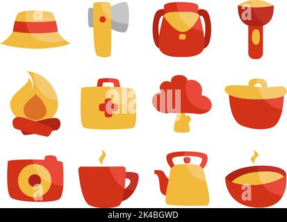 Camping day, illustration, vector on white background. Stock Vector
