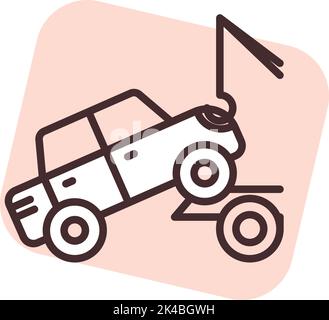 Car towing , illustration, vector on white background. Stock Vector