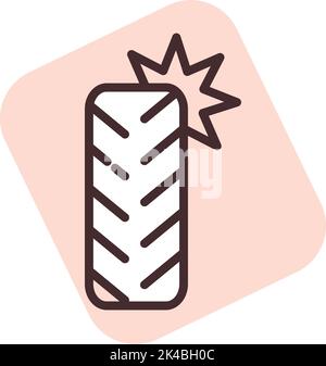 Car accident flat tire, illustration, vector on white background. Stock Vector