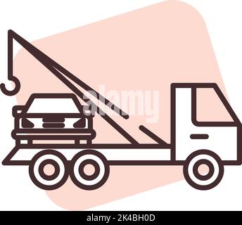 Car accident tow truck, illustration, vector on white background. Stock Vector