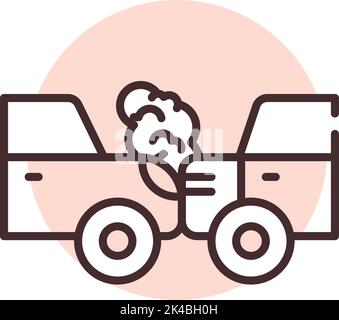 Car accident roadside, illustration, vector on white background. Stock Vector