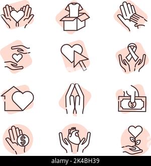Charity and donation sponsorship, illustration, vector on white background. Stock Vector