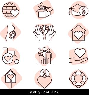 Charity and donation commercial, illustration, vector on white background. Stock Vector