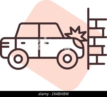 Crash Car Wall Icon Vector Outline Illustration Stock Vector Image ...