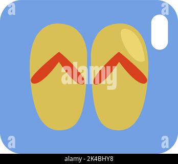 Yellow flip flops, illustration, vector on white background. Stock Vector