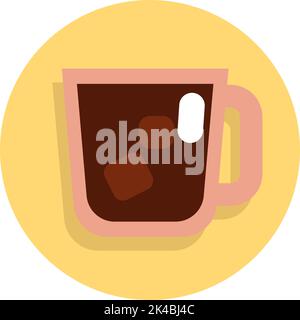 Coffee shop iced coffee, illustration, vector on white background. Stock Vector