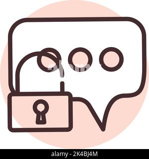 Cyber security message, illustration, vector on white background. Stock Vector