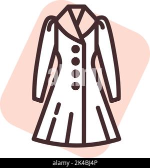 Clothing womans coat, illustration, vector on white background. Stock Vector