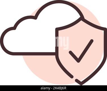 Cyber cloud security, illustration, vector on white background. Stock Vector