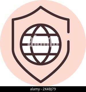 Cyber security global, illustration, vector on white background. Stock Vector