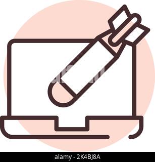 Cyber security attack, illustration, vector on white background. Stock Vector