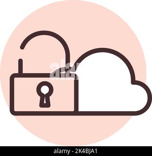 Cyber cloud security, illustration, vector on white background. Stock Vector