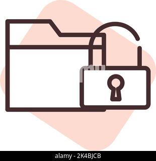 Cyber security folder , illustration, vector on white background. Stock Vector
