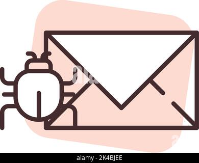 Cyber security email, illustration, vector on white background. Stock Vector