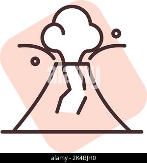Disaster volcano, illustration, vector on white background. Stock Vector
