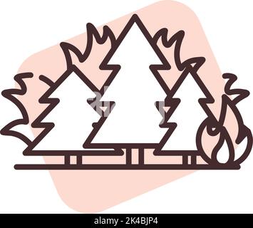 Disaster wildfire, illustration, vector on white background. Stock Vector