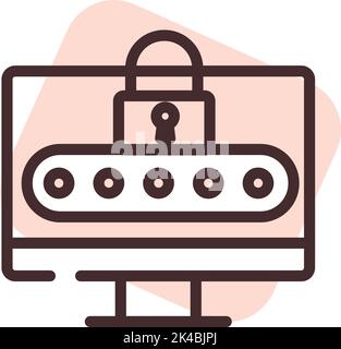 Cyber security pc pin, illustration, vector on white background. Stock Vector