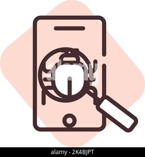 Cyber security bug, illustration, vector on white background. Stock Vector