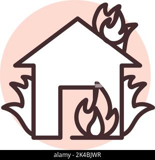 Disaster fire, illustration, vector on white background. Stock Vector