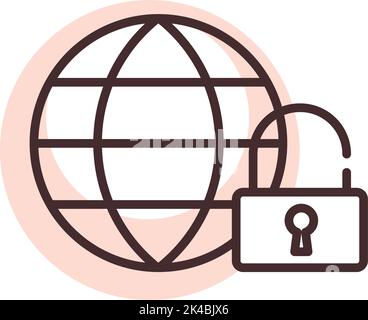 Cyber security worldwide security, illustration, vector on white background. Stock Vector