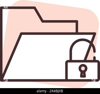 Cyber security file, illustration, vector on white background. Stock Vector