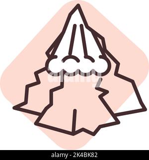 Disaster mountain avalanche, illustration, vector on white background. Stock Vector