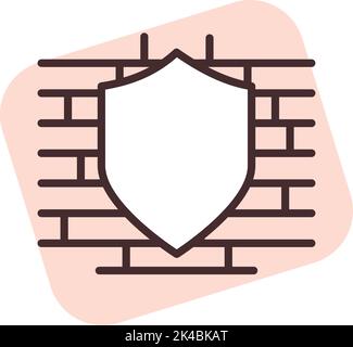 Cyber security wall, illustration, vector on white background. Stock Vector