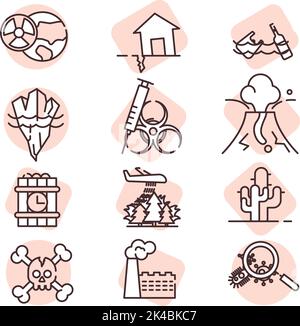Natural Biological disasters , illustration, vector on white background. Stock Vector