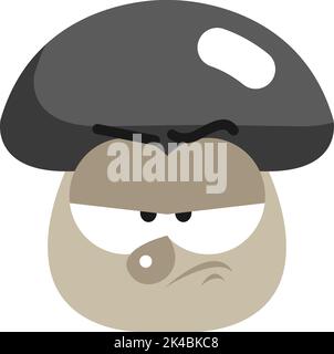 Angry mushroom, illustration, vector on white background. Stock Vector