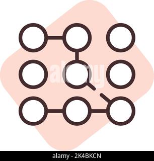 Cyber security pin, illustration, vector on white background. Stock Vector