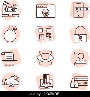 Cyber security malware, illustration, vector on white background. Stock Vector