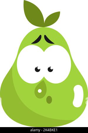 Surprised green pear, illustration, vector on white background. Stock Vector