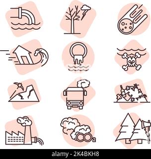 Global warming disasters, illustration, vector on white background. Stock Vector