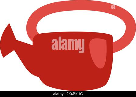 Red watering can, illustration, vector on white background. Stock Vector