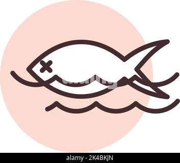 Disaster fish pollution, illustration, vector on white background. Stock Vector