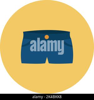 Jean shorts, illustration, vector on white background. Stock Vector