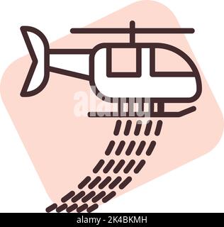 Disaster helicopter help, illustration, vector on white background. Stock Vector