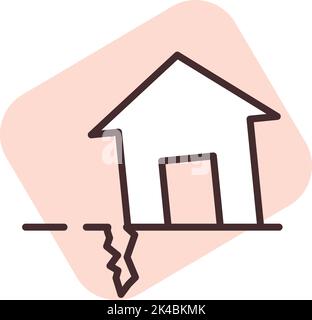 Disaster earthquake, illustration, vector on white background. Stock Vector