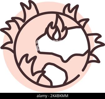 Disaster worldwide global warming, illustration, vector on white background. Stock Vector