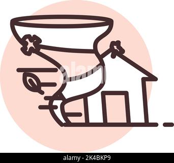 Disaster hometown tornado, illustration, vector on white background. Stock Vector