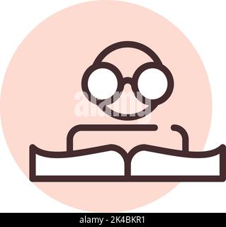E book reading, illustration, vector on white background. Stock Vector