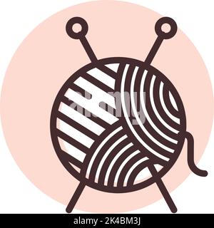 Hobby knitting, illustration, vector on white background. Stock Vector