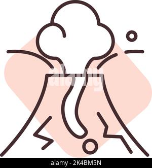 Disaster volcano, illustration, vector on white background. Stock Vector