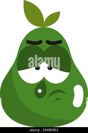 Dissappointed pear, illustration, vector on white background. Stock Vector