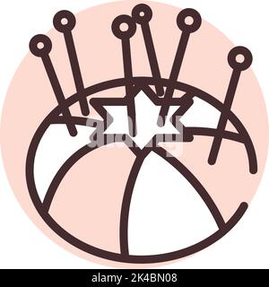Hobby needle pillow, illustration, vector on white background. Stock Vector