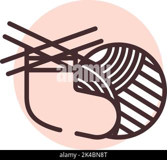 Hobby needle knitting, illustration, vector on white background. Stock Vector